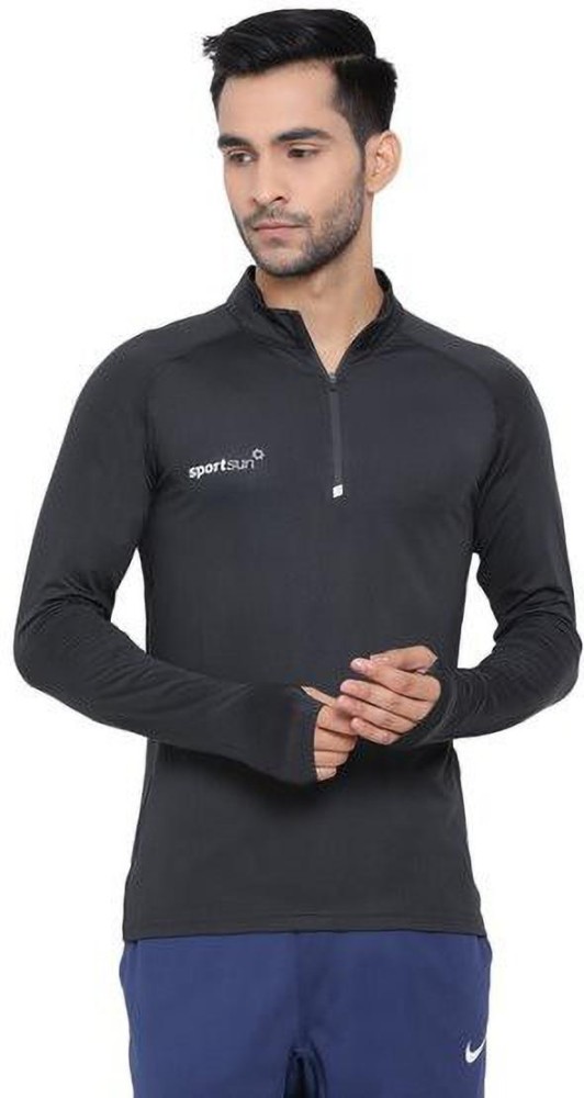 Sport Sun Solid Men Round Neck Black T-Shirt - Buy Sport Sun Solid Men  Round Neck Black T-Shirt Online at Best Prices in India