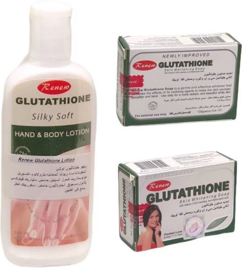 RENEW Glutathione Silky Soft Hand Body Lotion with Skin Whitening Soap