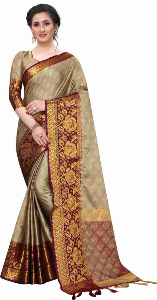 Buy Fashila Self Design Bollywood Silk Blend Cream Sarees Online @ Best  Price In India