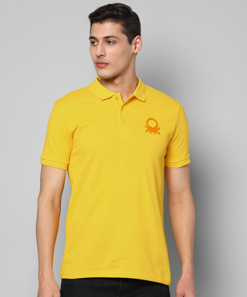 United Colors of Benetton Solid Men Polo Neck Yellow T Shirt Buy