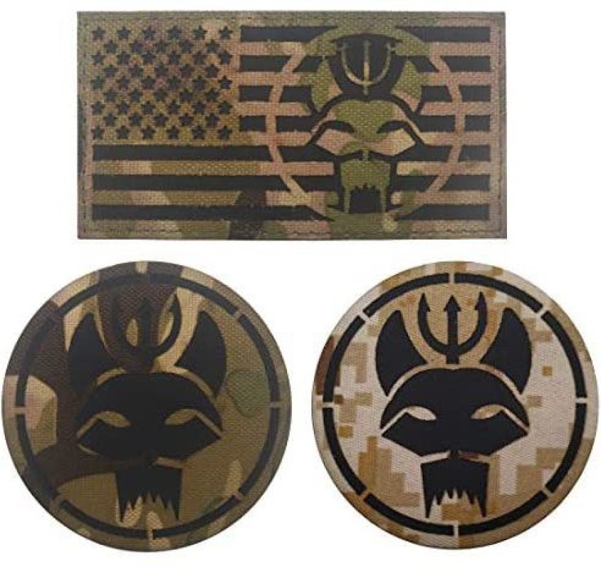 Acheter Camouflage Seal Team Trident Cat Head Infrarouge Réfléchissant IR  Patch Tactique Militaire Tissu Patchs Badges DIY Applique Attache Crochet  et Boucle Support