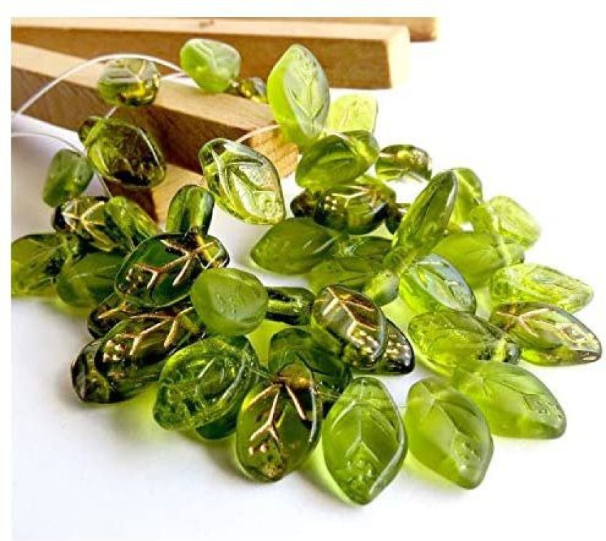 Decoendiy 200Pcs Acrylic Green Leaves-Transparent Leaf Beads-Loose