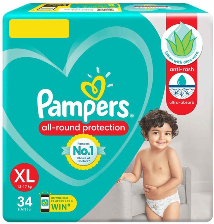 Pampers BABY DIAPER PANTS SIZE XL 34 PCS PACK  XL  Buy 34 Pampers Pant  Diapers for babies weighing  17 Kg  Flipkartcom