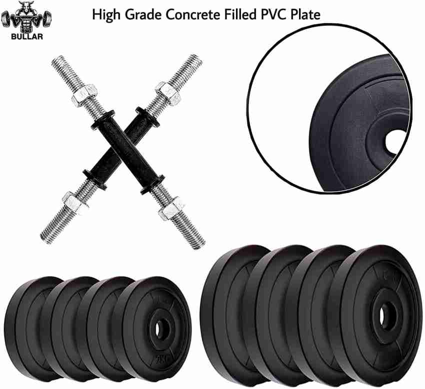 BULLAR Gym Weights Set with 1 Pair Solid Steel Dumbbell rods 10KG