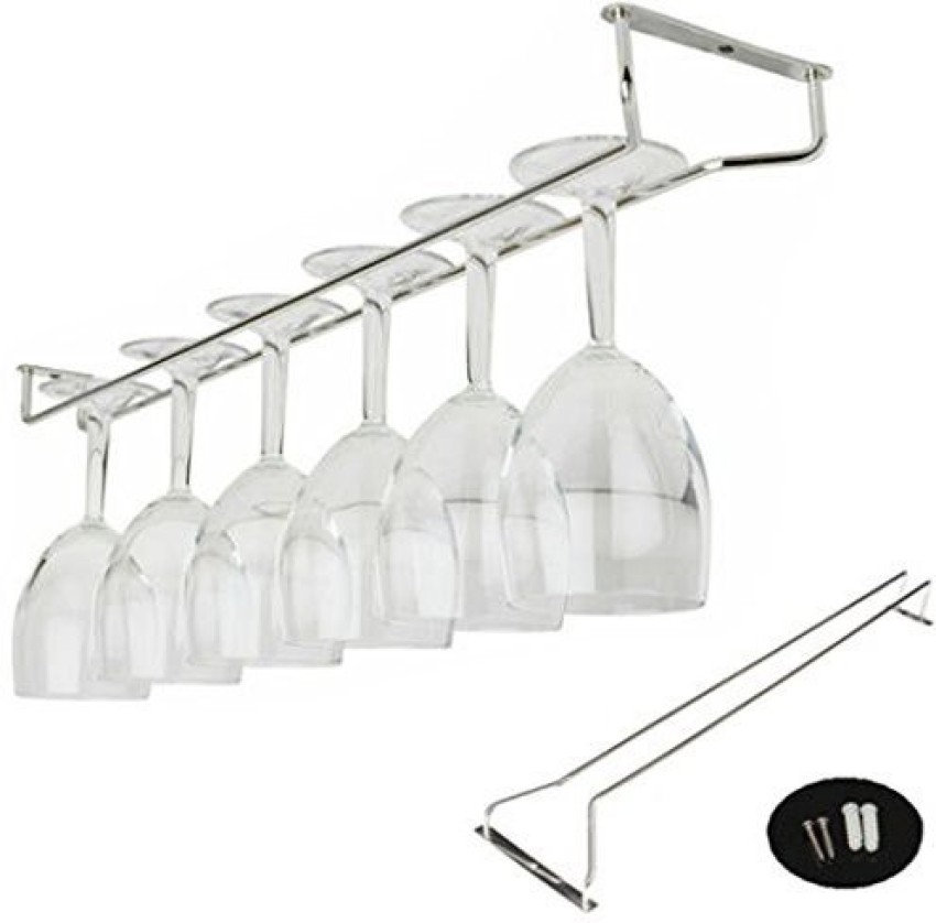 gke Stainless Steel Wall Mounted Upside Down Wine Glass Holder/Rack Upside  Down Hanging Stand Organizer for Pubs /Bars (Single Wine Glass Holder) with  Wine Bottle Holder/Bottle Holder Stainless Steel Glass Holder Price