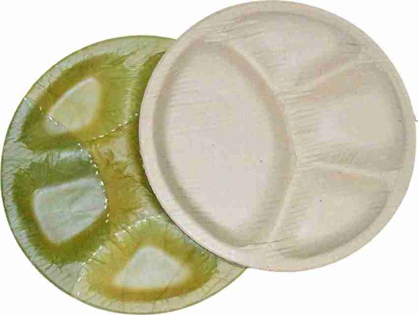 Sal Leaf Disposable Plates Natural Leaf Plates Bio-degradable Plates  Vistaraku Indian Single Use Plates for Wedding, Pooja, Party 