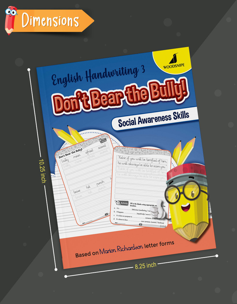 English Handwriting Practice, Normal Font, English Writing Book 3 - Don't  Bear The Bully Story Writing For Kids, Develop Social Awareness Skills In  Children