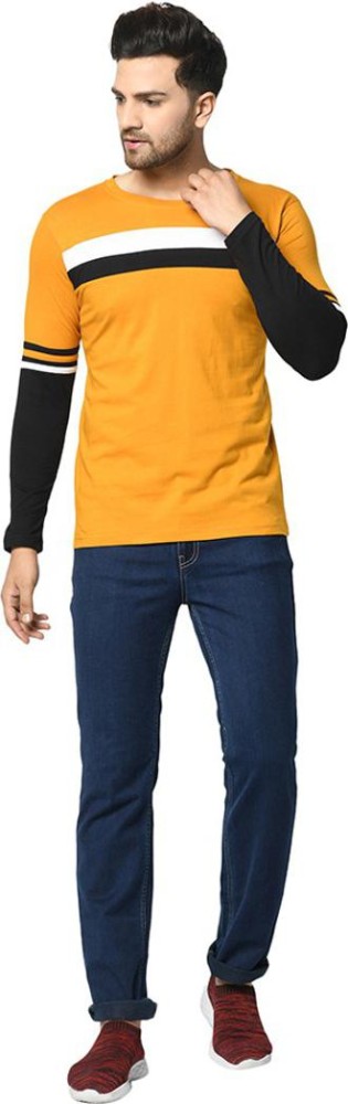 Buy online Yellow Color Block Cut & Sew T-shirt from top wear for Men by  Sidkrt for ₹449 at 55% off