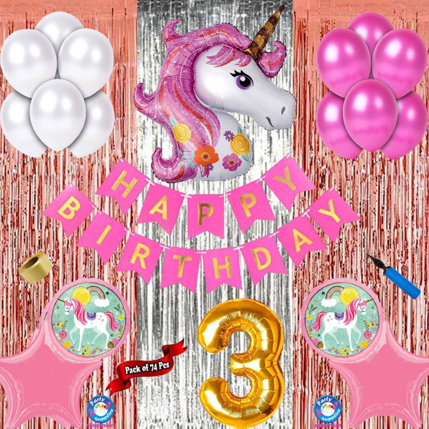 Unicorn Birthday Decorations For Girls, 21pcs Unicorn Balloons Set