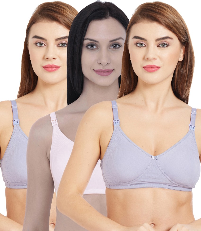 Buy Inner Sense Women's Full Cup Nursing Bra Pack of 3 - Multi-Color online