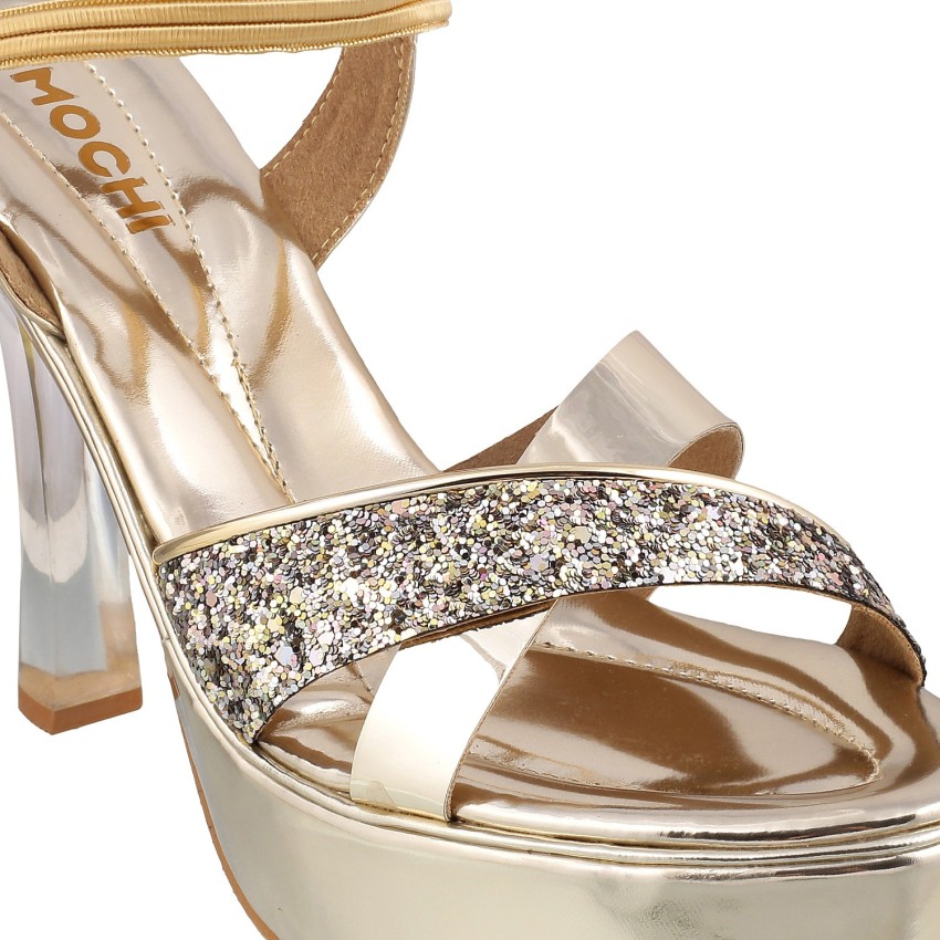 MOCHI Women Gold Heels - Buy MOCHI Women Gold Heels Online at Best