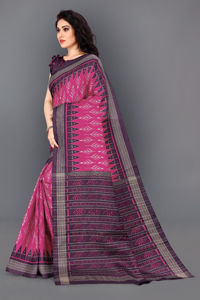 Buy MIRCHI FASHION Printed, Temple Border Ikkat Art Silk Magenta, Pink  Sarees Online @ Best Price In India | Flipkart.com