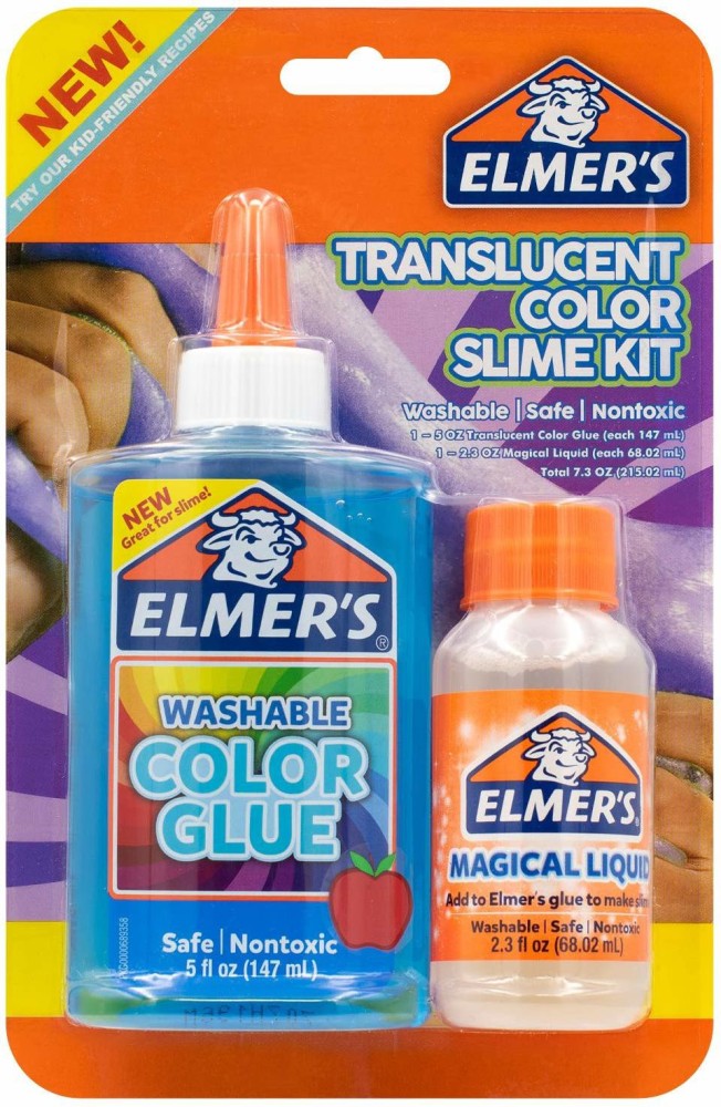 Elmer's Translucent Color Slime Making Kit with Blue Washable Glue (147 ml)  & Magical Liquid Activator (68 ml), 2 Count - Translucent Color Slime  Making Kit with Blue Washable Glue (147 ml)