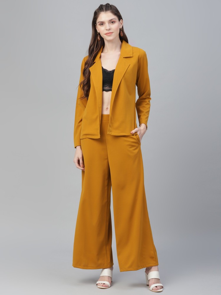 Buy Nayantaara Yellow Bamberg Satin Cropped Blazer And Pant Set Online   Aza Fashions