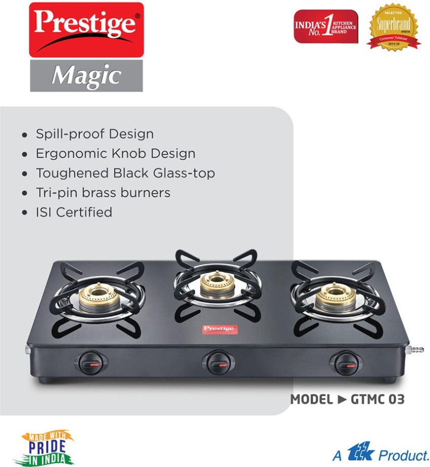 Prestige Magic GTMC03 Glass, Steel Manual Gas Stove Price in India - Buy  Prestige Magic GTMC03 Glass, Steel Manual Gas Stove online at