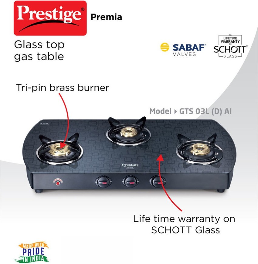 prestige gt 03l 3 burner gas stove