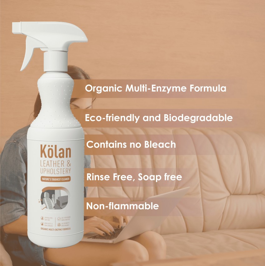 Kolan Organic Eco-Friendly Leather & Upholstery Cleaner (Suitable for all  types of Leather, Leatherette, Fabric, Curtains and Plastic Surfaces) Leather  Cleaner 700 ml Vehicle Interior Cleaner Price in India - Buy Kolan