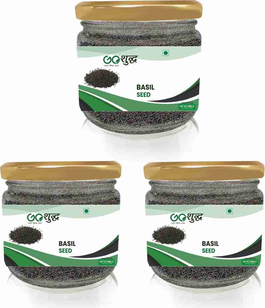 Goshudh Premium Quality Sabja Seeds Basil Glass Jar Pack 200gm