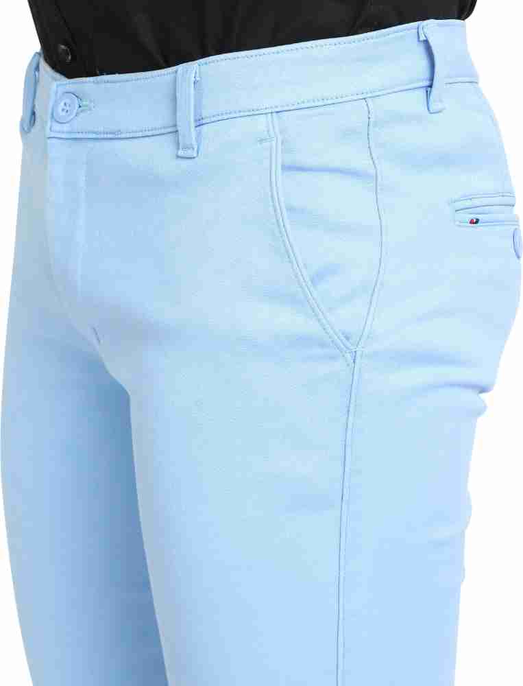 white luxury Slim Fit Men Light Blue Trousers - Buy white luxury Slim Fit  Men Light Blue Trousers Online at Best Prices in India