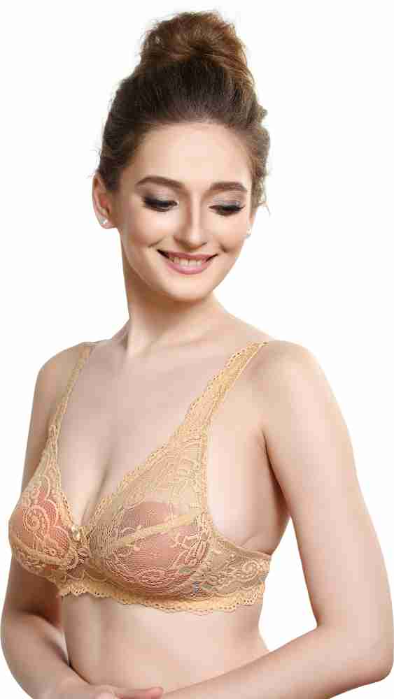 BENCOMM by Nude Lace Net Transparent Bridal Bra Nude Lace Net Transparent  Bridal Bra Women Full Coverage Lightly Padded Bra - Buy BENCOMM by Nude  Lace Net Transparent Bridal Bra Nude Lace