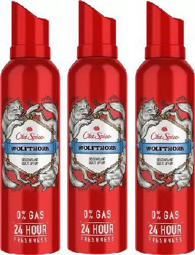 OLD SPICE WOLFTHORN PACK OF 3 Body Spray For Men Price