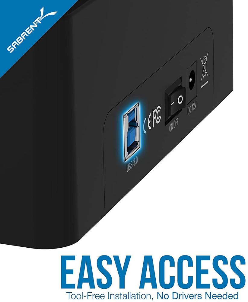 Sabrent USB 3.0 to SATA Dual Bay External Hard Drive Docking