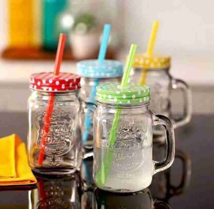 RK ONLINE SALES Jar Bottle with Handle, Colored Cap Lid & Straw for Juice  Glass Mug (500 ml) Price in India - Buy RK ONLINE SALES Jar Bottle with  Handle, Colored Cap