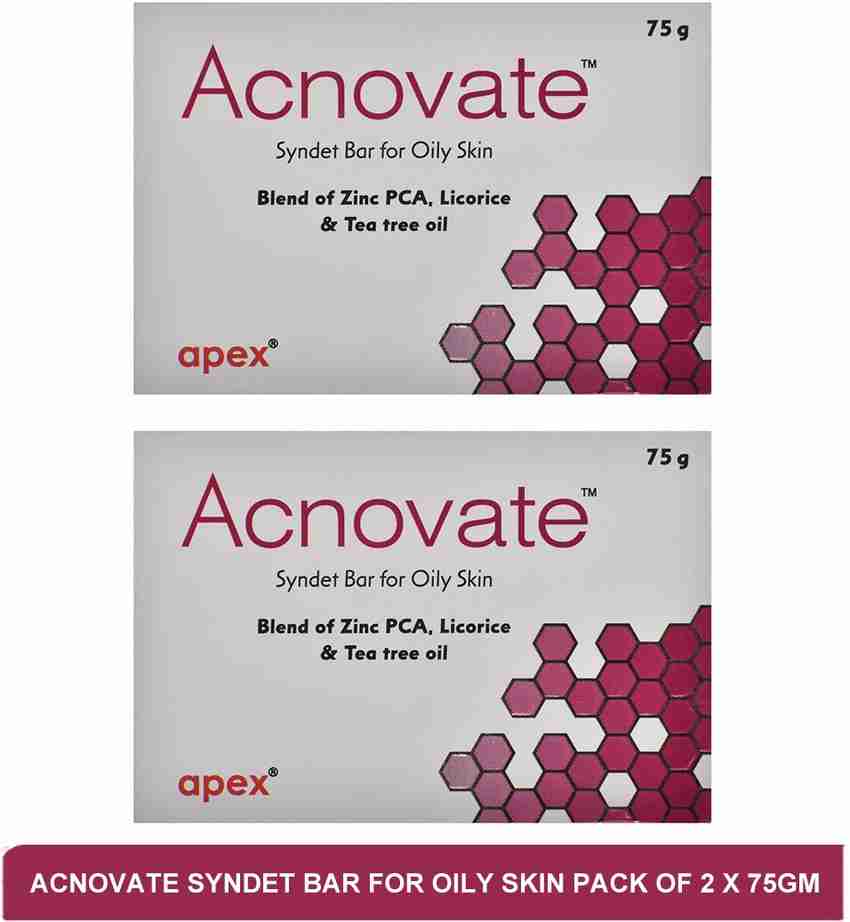 Acnovate Syndet Bar best Indian soap for oily skin pack of 2 75g
