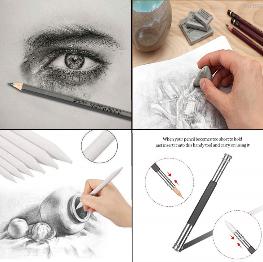 Flipkartcom  Definite Art Charcoal Pencil Drawing Kit Blending Stumps  Kneadable Eraser w SandPaper  Drawing Accessories  Art Set