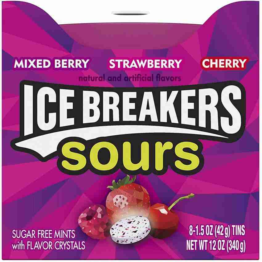 Icebreakers Sours Mints, (Mixed Berry, Strawberry, Cherry), Sugar Free, 1.5  Ounce Container (Count of 8) MIX BERRY, STRAWBERRY, CHERRY Sour Candy Price  in India - Buy Icebreakers Sours Mints, (Mixed Berry, Strawberry