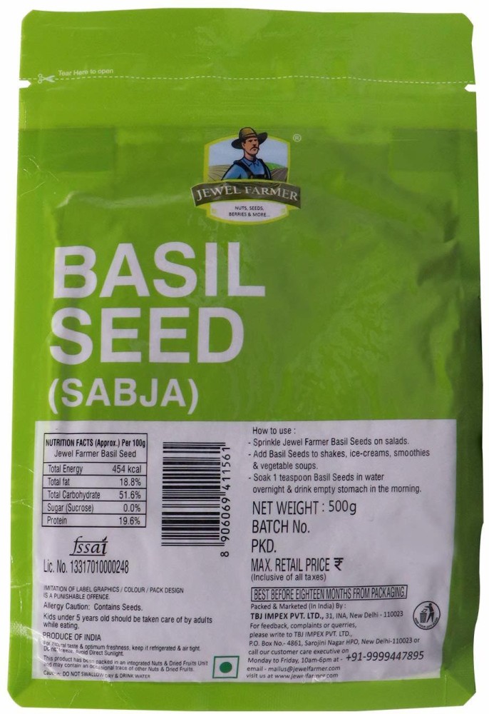 Jewel Farmer Basil Seed Tukmaria Sabja Seeds with Omega 3