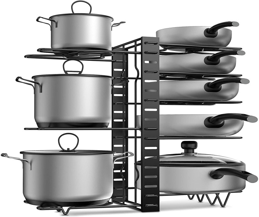 ORDORA Pots and Pans Organizer for Cabinet, 8 Tier Pot Rack with 3 DIY  Methods, Adjustable Pan Organizer Rack for Cabinet, Pot Organizer for  Kitchen