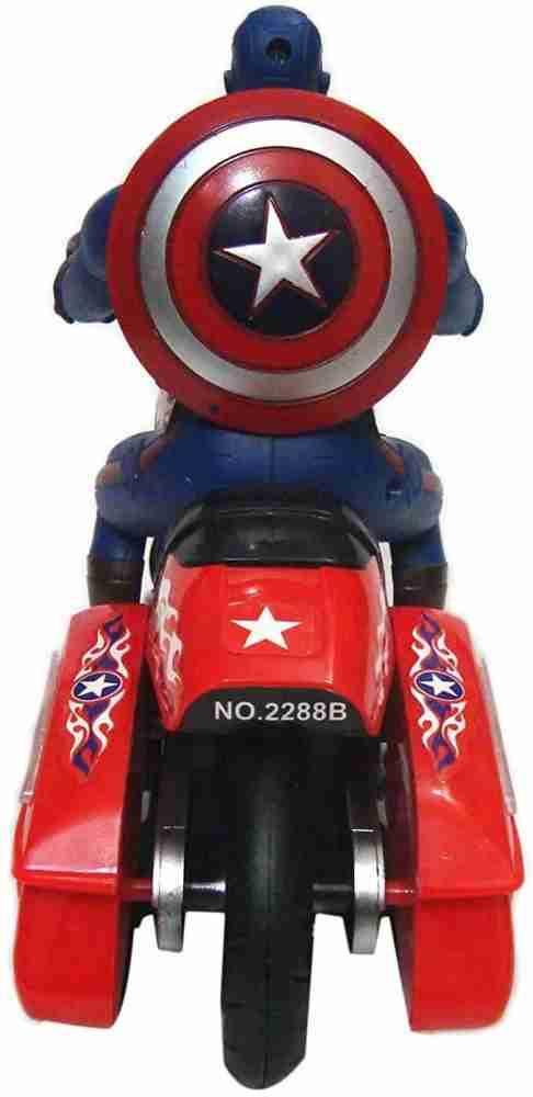 lifestylesection Bump and Go Avenger Captain America Bike Toy Battery Operated Light Sound Bike Avenger Captain America Shield Musical Motorcycle Motor Bike Toy for Kids Toddler Light Music Bike Multi...