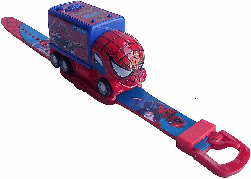 NSHIVA Spiderman Pull Back Truck Car Shaped 6 Images Projector Digital Toy Watch Fun Toy for Kids Good Return Gift for Kids Boys Spiderman Pull Back Truck Car Shaped