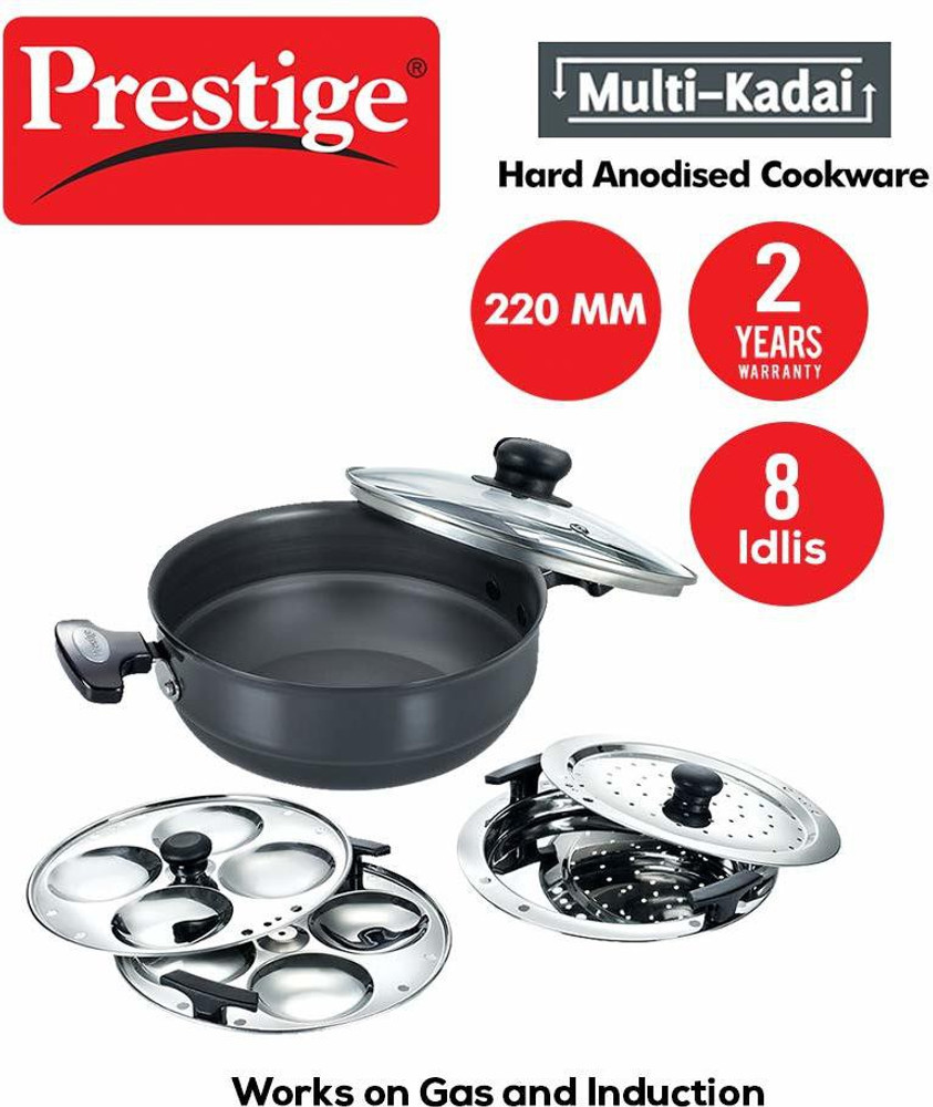 Prestige Hard Anodised Multi Kadai 220mm Standard Idli Maker Price