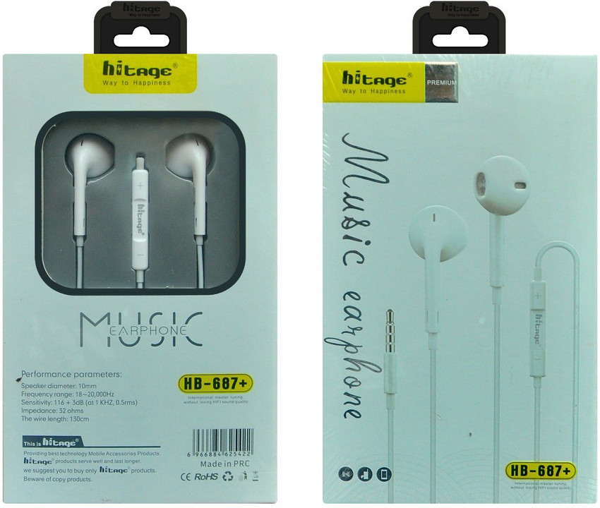 Hitage HB 687 Music Earphone Headphone Wired Headset Wired
