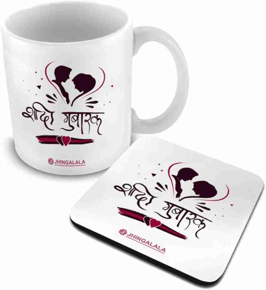 Buy Jhingalala Happy Wedding Printed Ceramic Mug 325ml  Gift for Wedding  Couple, Marriage Gifts for Couples, Wedding Gift for Couples, Marriage Gift  for Friend Online at Low Prices in India 