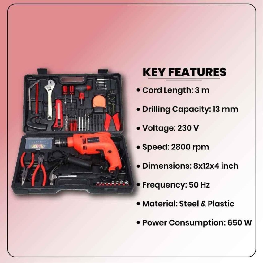 ruhitools 36 PCS 13mm Tool Kit Powerful Drill machine with Accessories Power Hand Tool Kit 36 Tools Power Hand Tool Kit Price in India Buy ruhitools 36 PCS 13mm