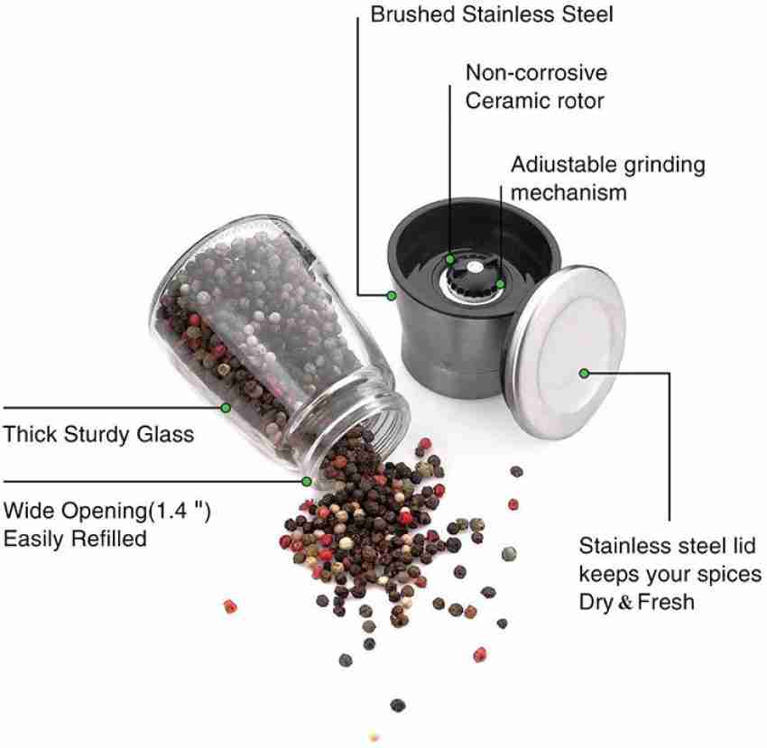 2 in 1 Salt and Pepper Grinder, Adjustable Ceramic Rotor, Salt Mill and Pepper  Mill Shaker, Brushed Stainless Steel