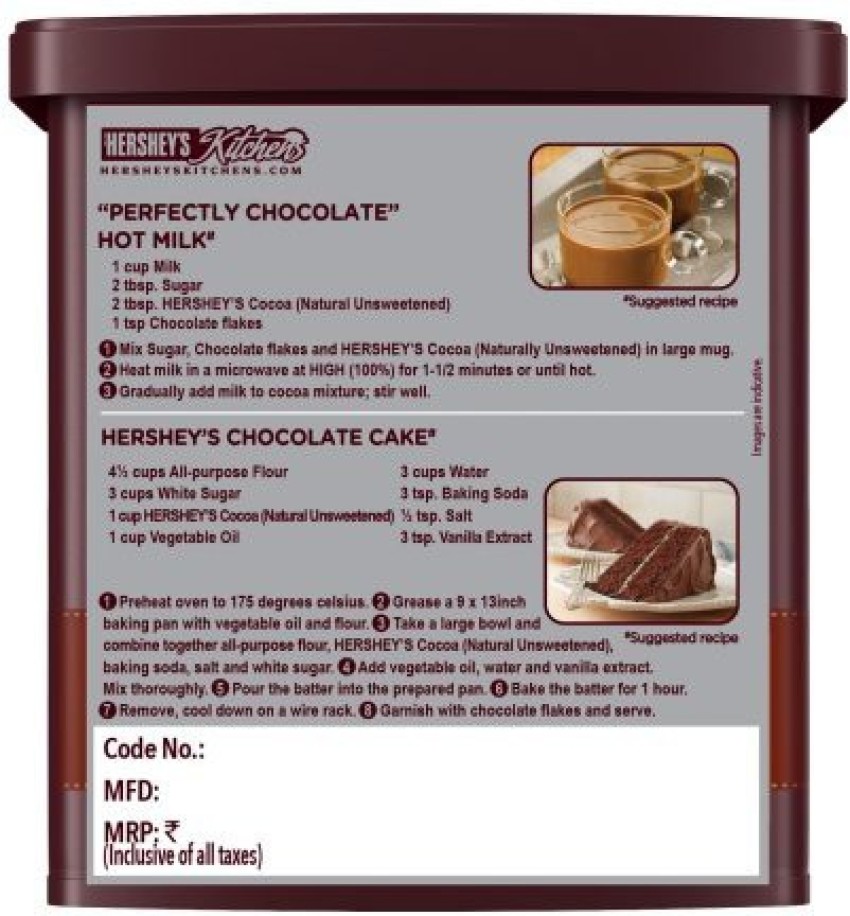 Hershey's COCOA POWDER NATURAL UNSWEETNED Malt Milk Powder Price in India -  Buy Hershey's COCOA POWDER NATURAL UNSWEETNED Malt Milk Powder online at
