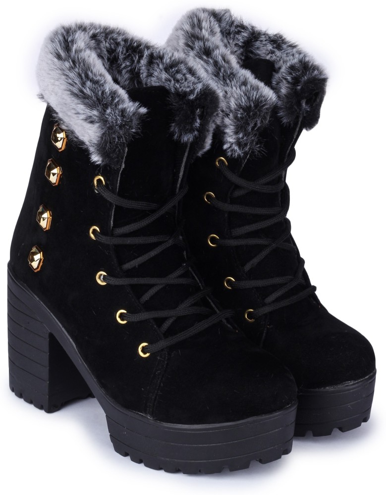 Buy CLASSY IN BLACK HEELED BOOTS for Women Online in India