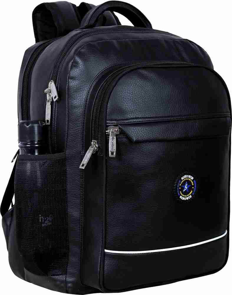 I CONIC FASHION 35 L Laptop Backpack Faux Leather Backpack Men Women Office Travel Laptop Bag 35 L Laptop Backpack Black Faux Leather Laptop Backpack for men women Price in