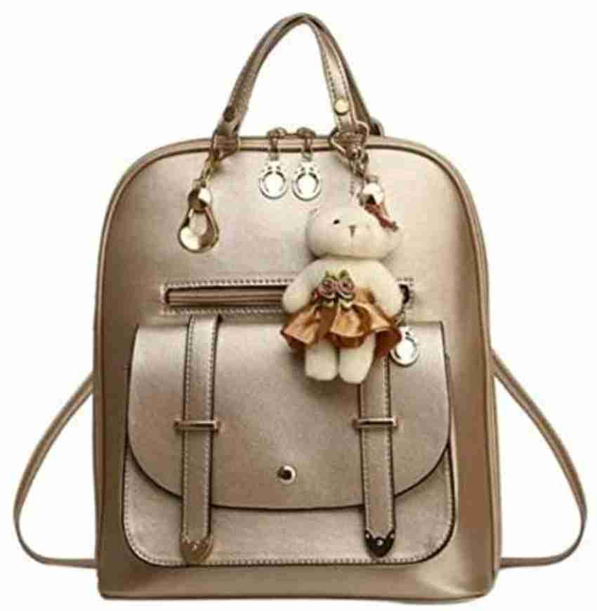 ANAYZA FASHION Girl s Fashion Pithu Bag for Travel School Material PU Leather Pack of 1 2 L Backpack Gold Price in India Flipkart