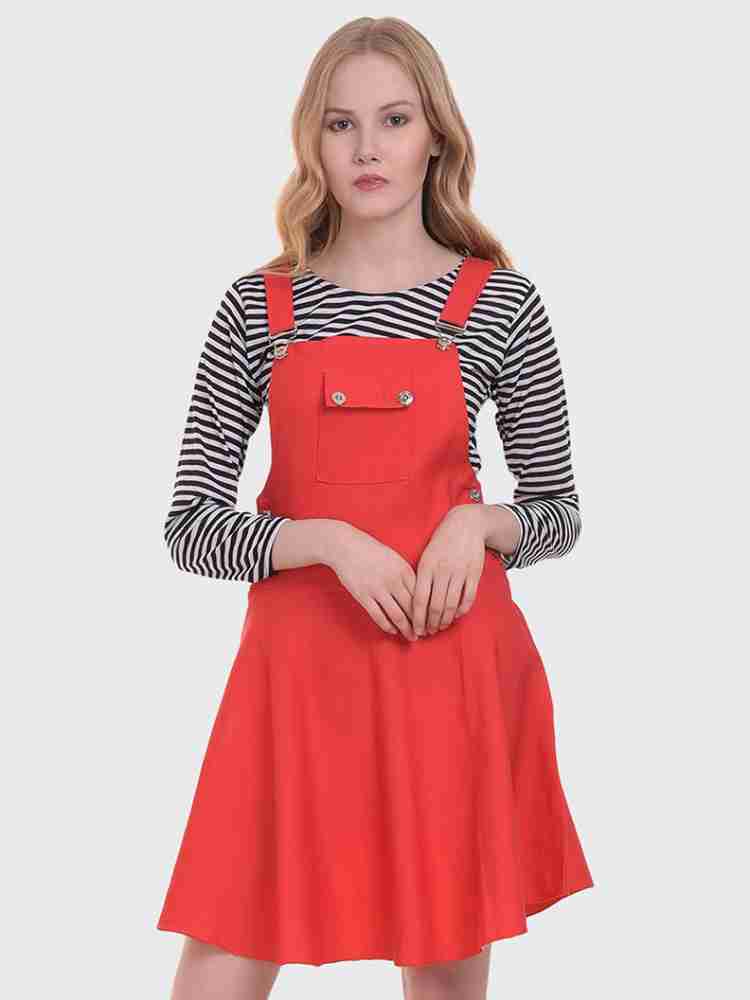 BuyNewTrend Women Red Dungaree - Buy BuyNewTrend Women Red Dungaree Online  at Best Prices in India