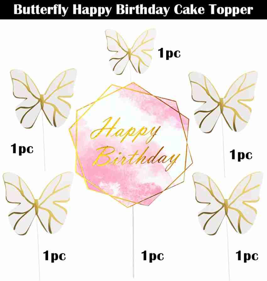6 pcs Gold Butterfly Cake Decorations with 1pcs Princess Birthday Cake  Toppers Butterfly Cupcake Toppers for Dessert Birthday Wedding Party