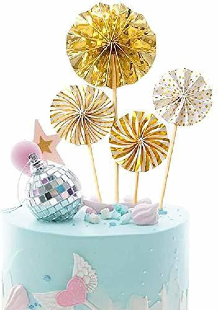 Paper Folding Fan Cake Toppers Gold Leaf Birthday Cake Topper for Kids  Child DIY  eBay