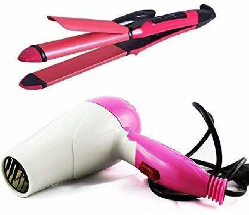 Pink hair dryer and hotsell straightener set