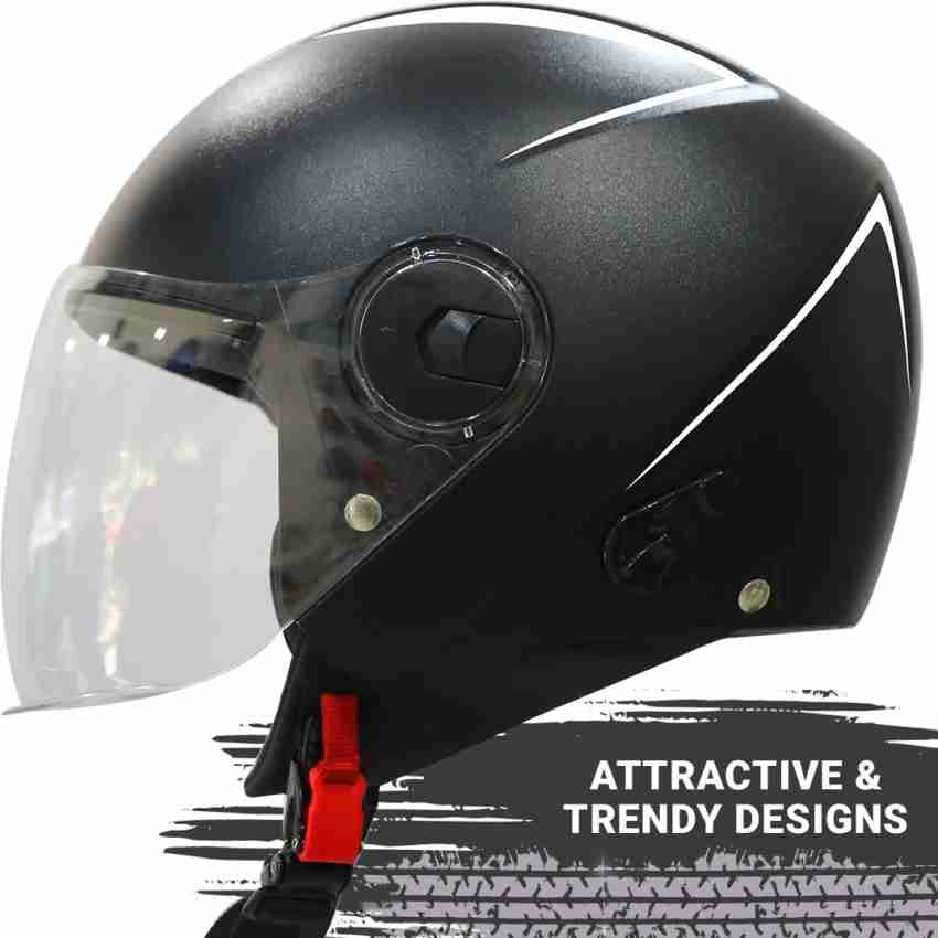 Steelbird SBH 20 Reflective Open Face Helmet in Black Motorbike