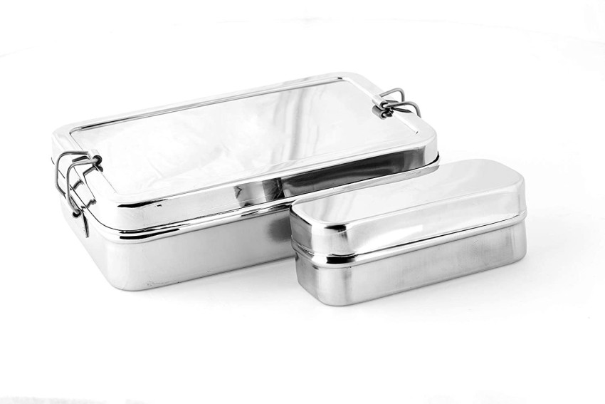 Hazel Steel Tiffin Box For Office, Stainless Steel Lunch Box, 500 Ml With  Inner Plate