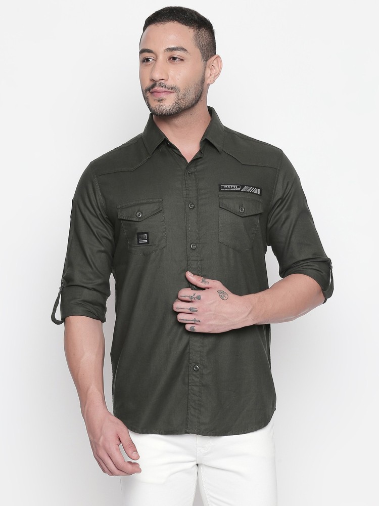 Mufti olive hot sale green shirt